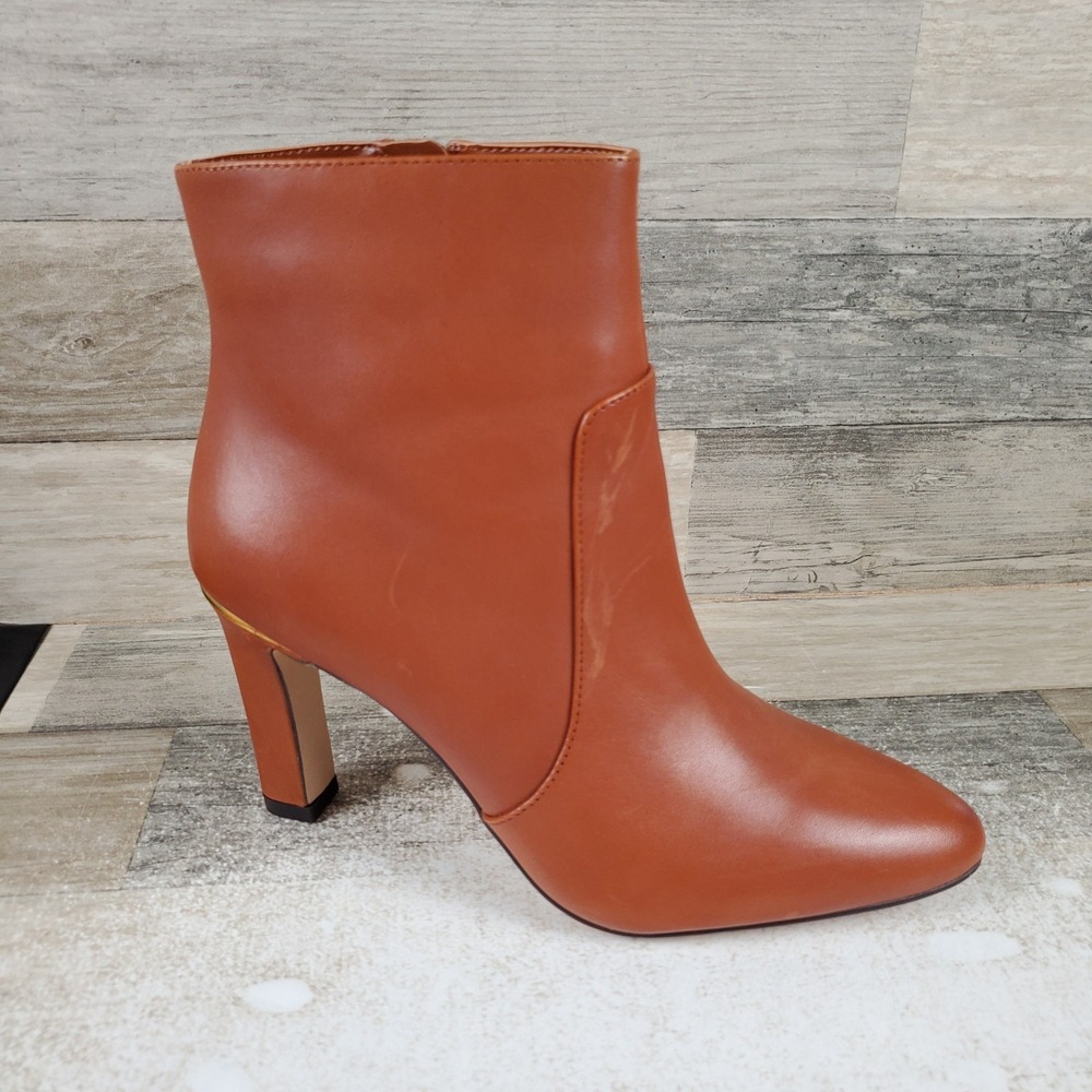 Vince Camuto Greer Womens Dress Bootie Boot Sz 8 M Whiskey Leather Side Zipper